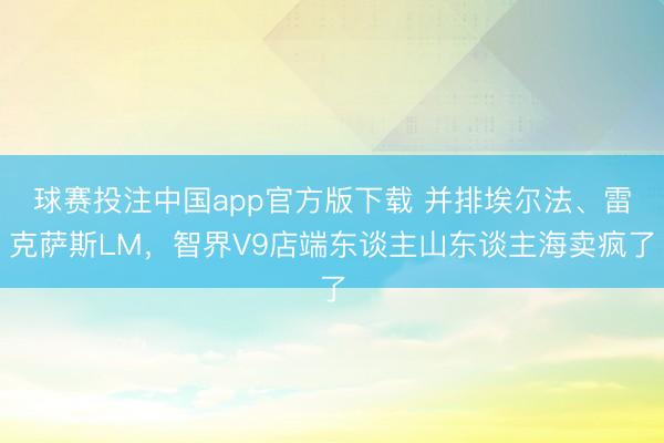 球赛投注中国app官方版下载 并排埃尔法、雷克萨斯LM，智界V9店端东谈主山东谈主海卖疯了
