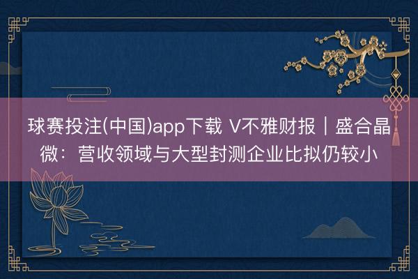 球赛投注(中国)app下载 V不雅财报｜盛合晶微：营收领域与大型封测企业比拟仍较小
