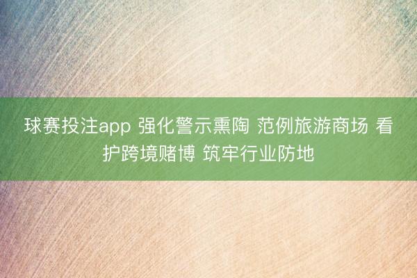球赛投注app 强化警示熏陶 范例旅游商场 看护跨境赌博 筑牢行业防地