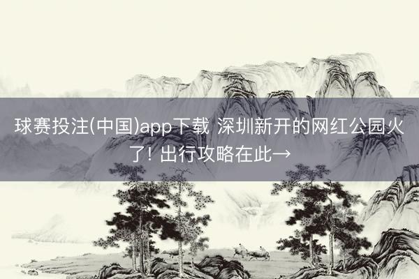 球赛投注(中国)app下载 深圳新开的网红公园火了! 出行攻略在此→