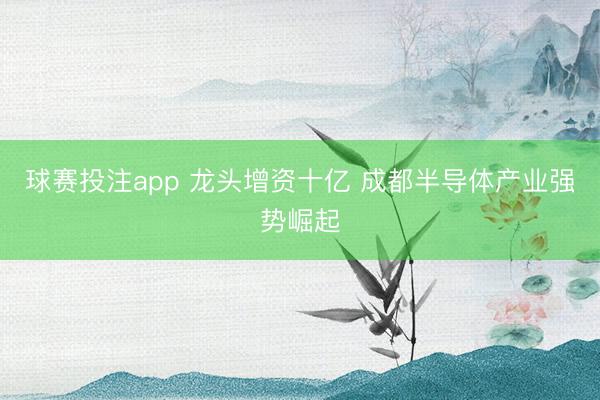 球赛投注app 龙头增资十亿 成都半导体产业强势崛起