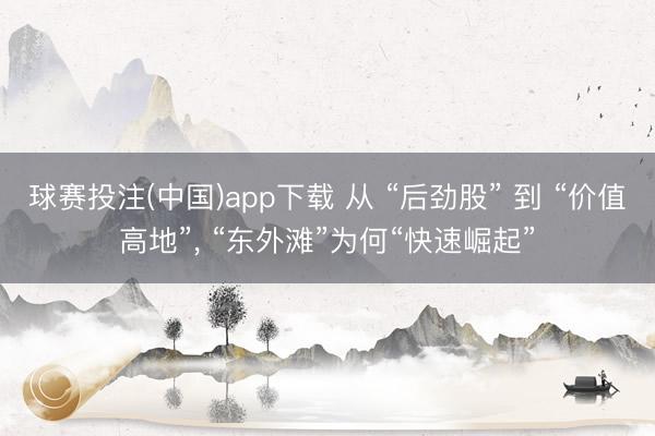 球赛投注(中国)app下载 从 “后劲股” 到 “价值高地”， “东外滩”为何“快速崛起”