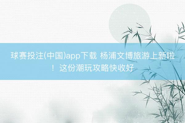 球赛投注(中国)app下载 杨浦文博旅游上新啦！这份潮玩攻略快收好