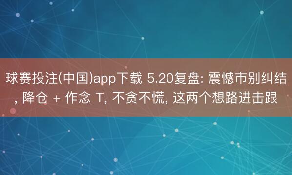 球赛投注(中国)app下载 5.20复盘: 震憾市别纠结， 降仓 + 作念 T， 不贪不慌， 这两个想路进击跟
