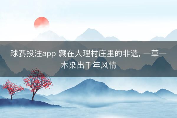 球赛投注app 藏在大理村庄里的非遗， 一草一木染出千年风情