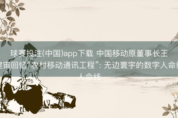 球赛投注(中国)app下载 中国移动原董事长王建宙回忆“农村移动通讯工程”: 无边寰宇的数字人命线