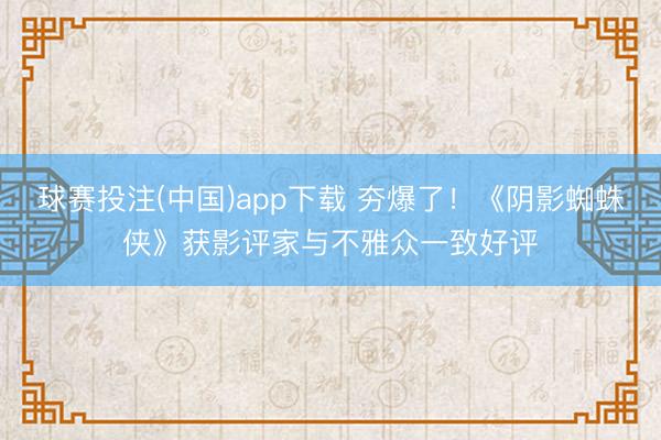 球赛投注(中国)app下载 夯爆了！《阴影蜘蛛侠》获影评家与不雅众一致好评