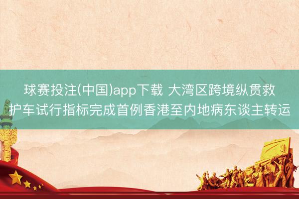 球赛投注(中国)app下载 大湾区跨境纵贯救护车试行指标完成首例香港至内地病东谈主转运