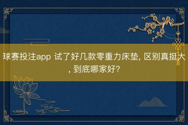 球赛投注app 试了好几款零重力床垫， 区别真挺大， 到底哪家好?