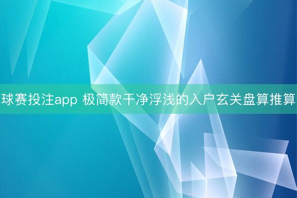 球赛投注app 极简款干净浮浅的入户玄关盘算推算