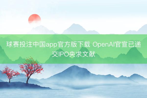 球赛投注中国app官方版下载 OpenAI官宣已递交IPO央求文献