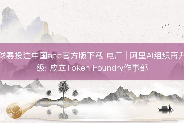 球赛投注中国app官方版下载 电厂 | 阿里AI组织再升级: 成立Token Foundry作事部