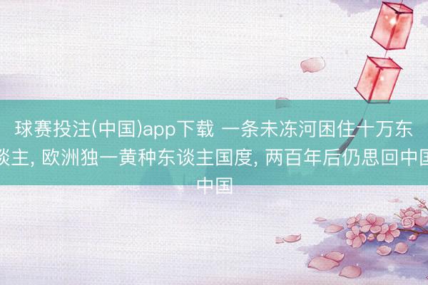 球赛投注(中国)app下载 一条未冻河困住十万东谈主, 欧洲独一