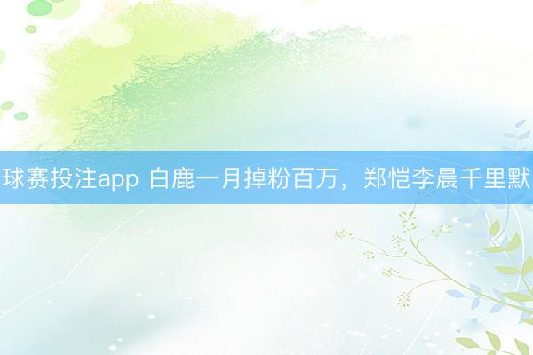 球赛投注app 白鹿一月掉粉百万，郑恺李晨千里默