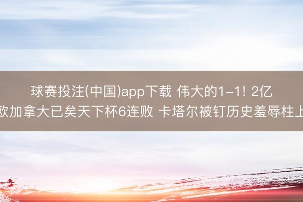 球赛投注(中国)app下载 伟大的1-1! 2亿欧加拿大已矣天下杯6连败 卡塔尔被钉历史羞辱柱上