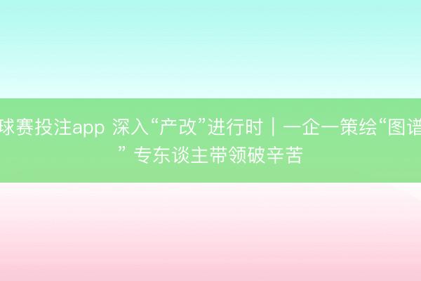球赛投注app 深入“产改”进行时｜一企一策绘“图谱” 专东谈主带领破辛苦