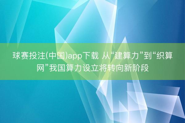 球赛投注(中国)app下载 从“建算力”到“织算网”我国算力设立将转向新阶段