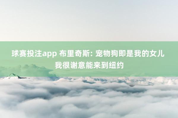 球赛投注app 布里奇斯: 宠物狗即是我的女儿 我很谢意能来到纽约